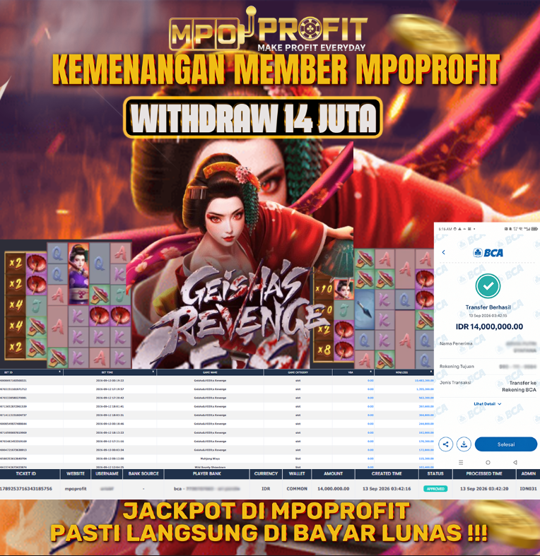 MPOPROFIT JACKPOT PGSOFT! KEMENANGAN MURNI DI (GEISHA'S REVENGE TOTAL 14.000.000,- LUNAS)
